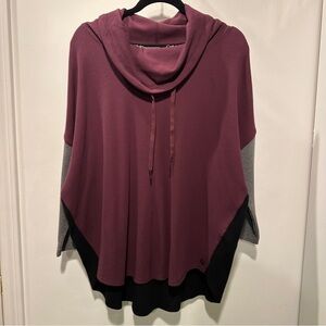 Calvin Klein Performance Burgundy, Black and Gray Cowl Neck Top - 1X